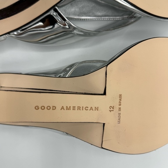 NEW Good American Clear Block Heel Thong Sandals dust bag no box Silver Sz 12 - Picture 12 of 16